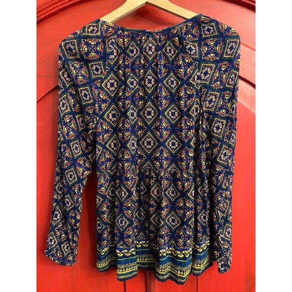 Old Navy Sze Small Boho Hippie Chick Tunic Style Shirt Top Blouse Shirt Navy EUC - Picture 2 of 3